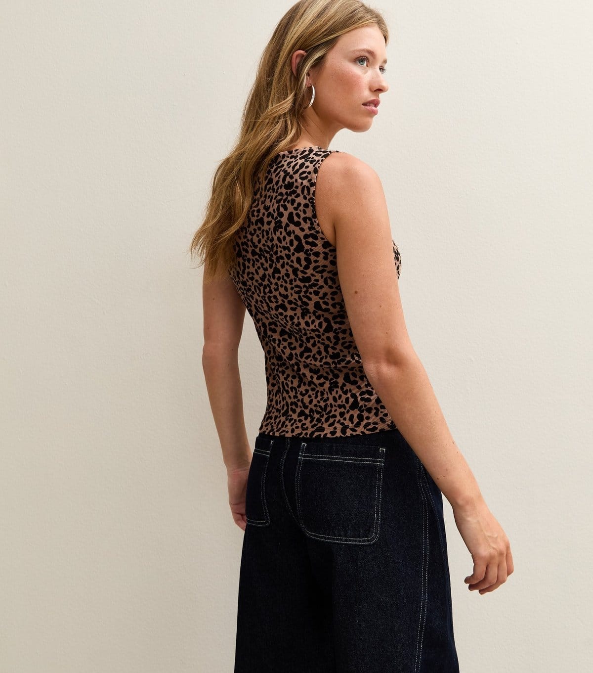 New Look Women's Brown Leopard Print Button Through Tank Top New Look - 4