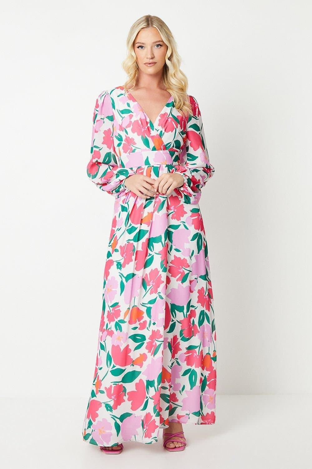 Debut London Debut London Women's by Coast Printed Peony Chiffon Maxi Dress