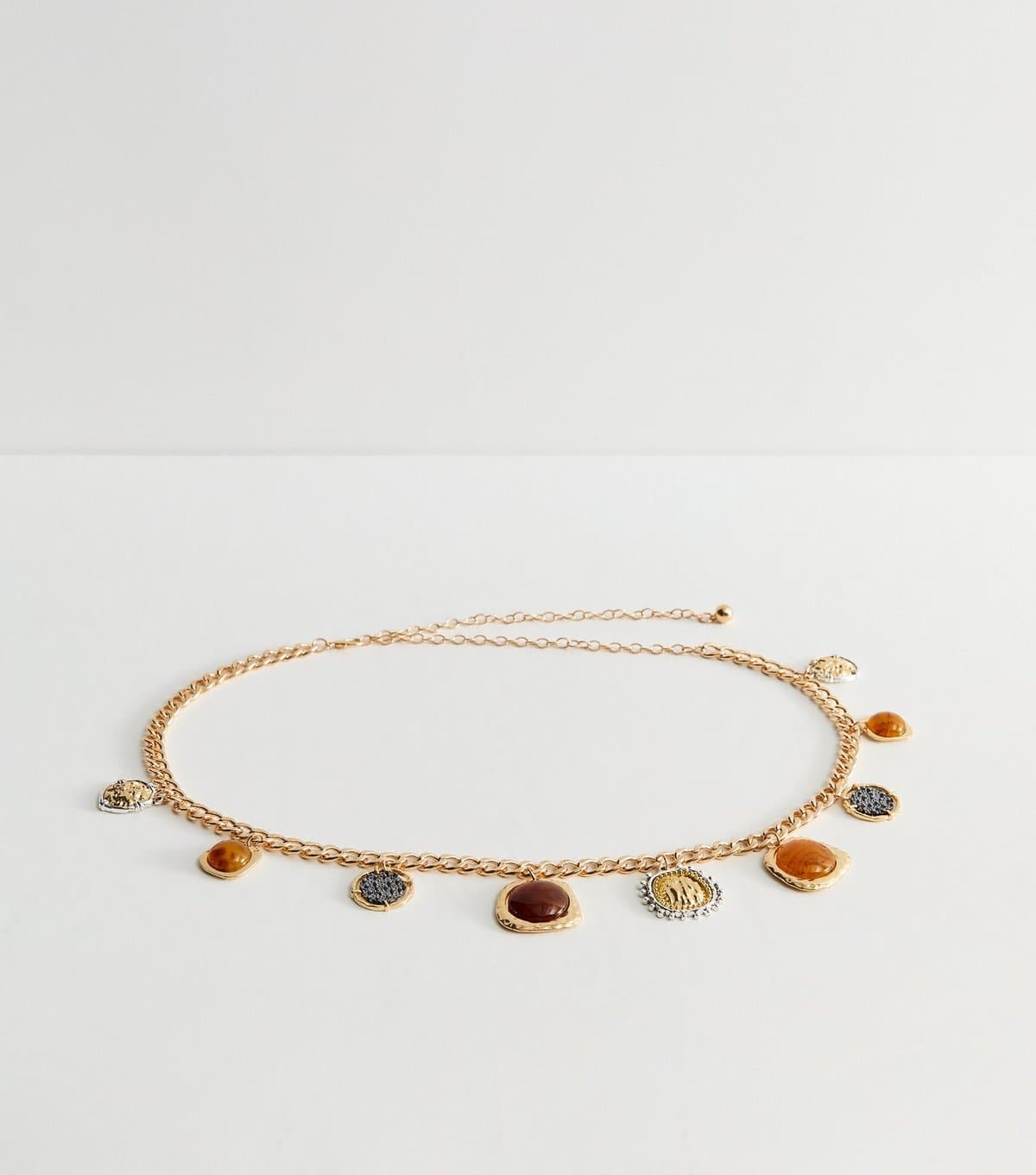 New Look Gold Tone Medallion Charm Chain Belt New Look
