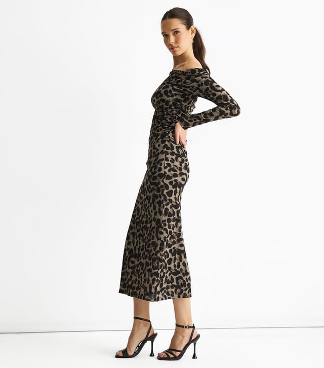 Gini London Women's Mid Grey Animal Print Off The Shoulder Dress Gini London New Look - 3