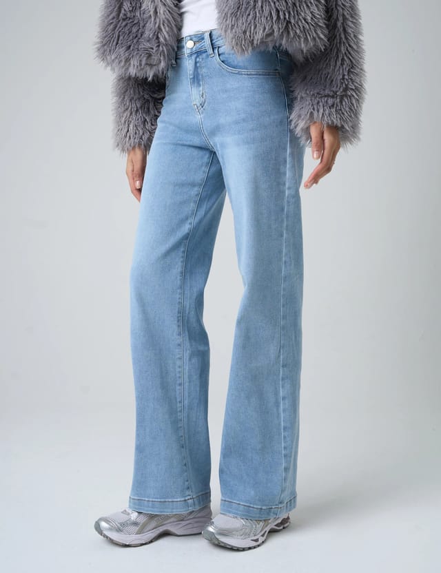 Public Desire Wide Leg High Rise Denim Jeans Blue - 2
