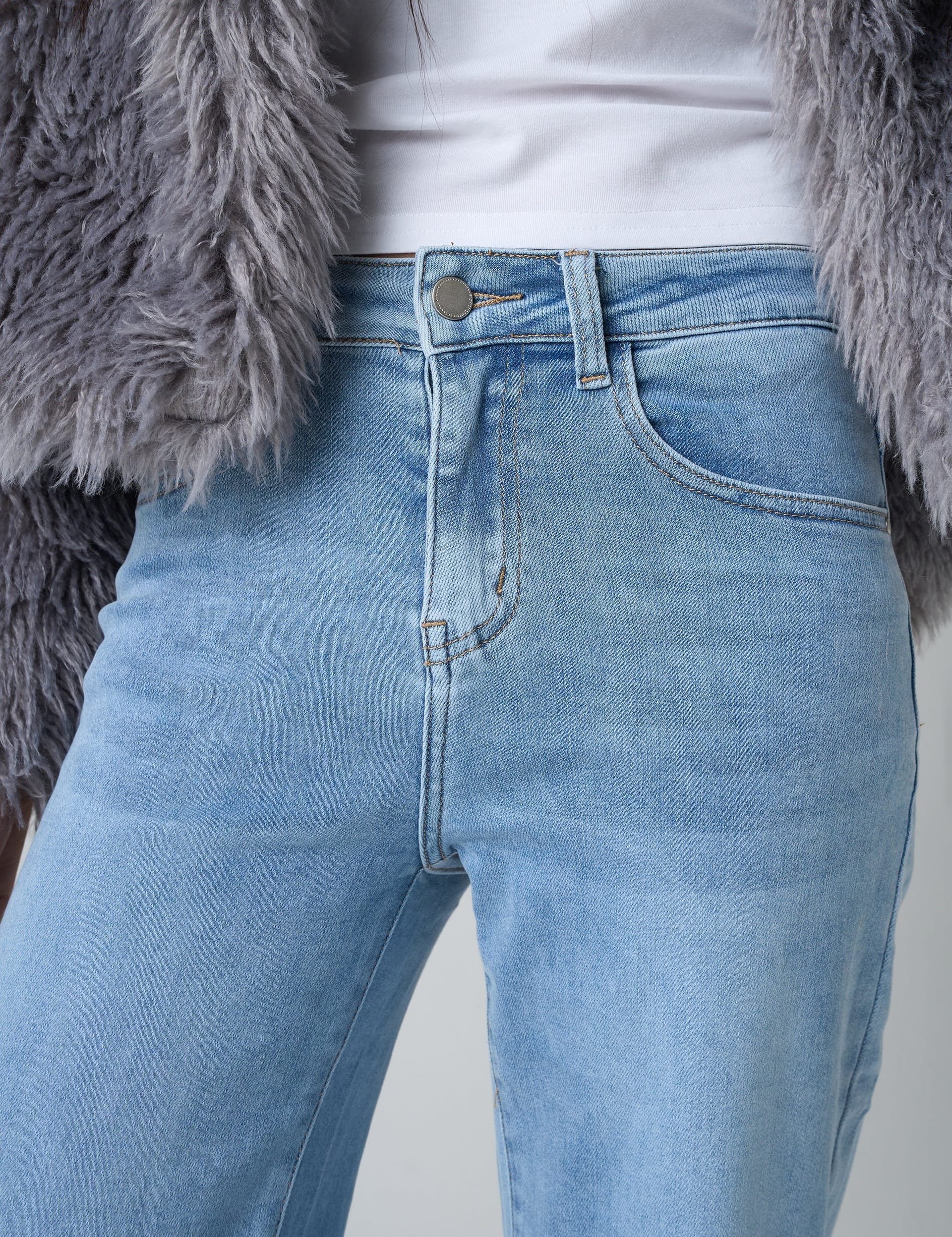 Public Desire Wide Leg High Rise Denim Jeans Blue - 4