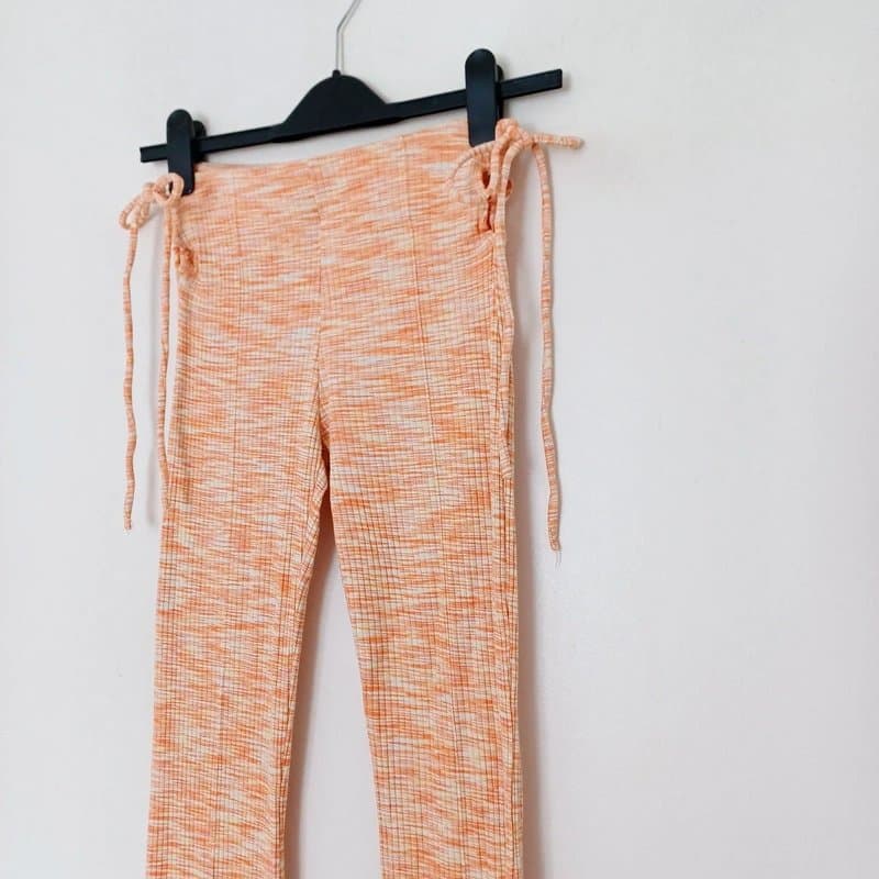 Bershka Bershka orange ribbed flare bottoms - trousers size 6 - 8 XS worn a few times