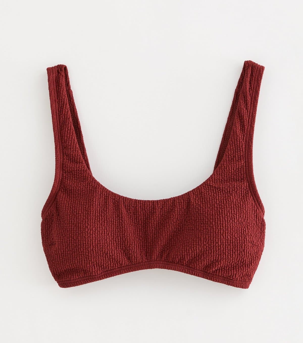New Look Women's Rust Crinkled Scoop Neck Cropped Bikini Top New Look