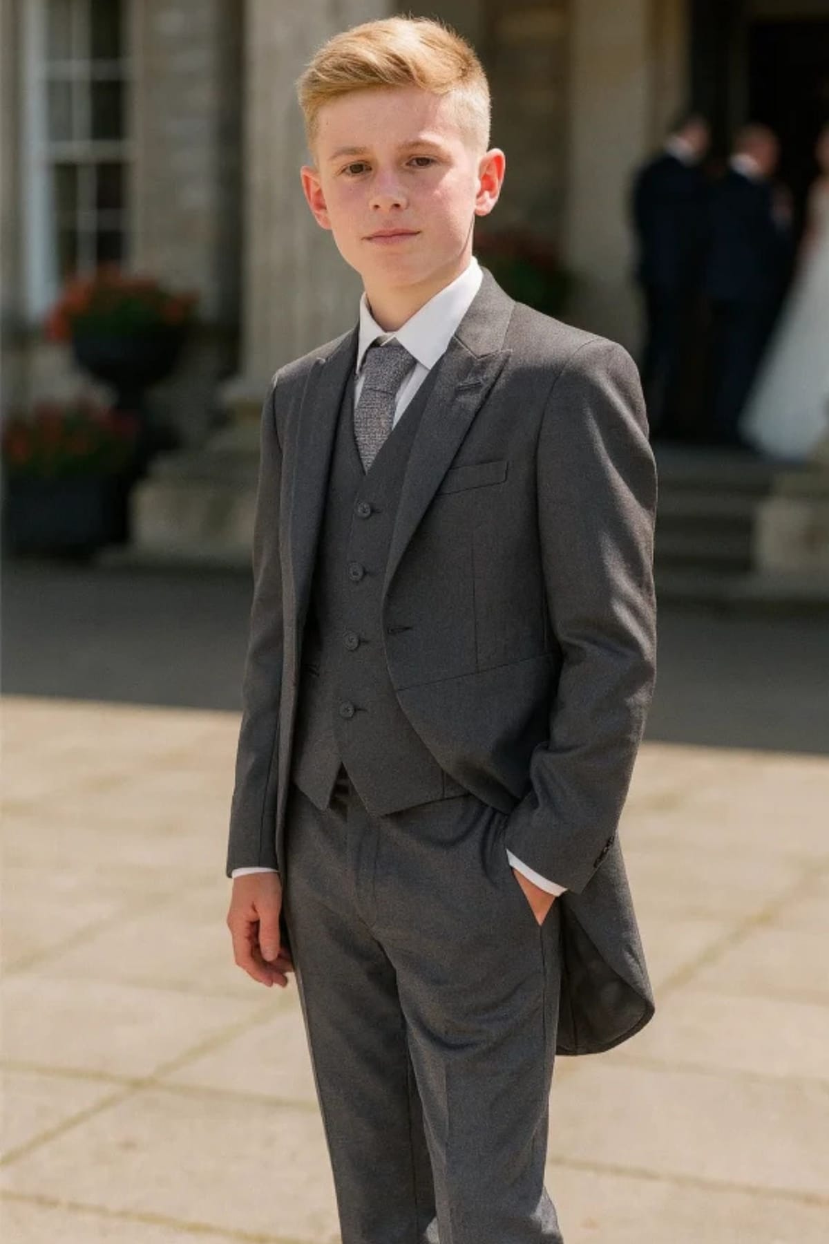 Vivaki Vivaki Men's 5 Piece Suit Grey Tailcoat - 1