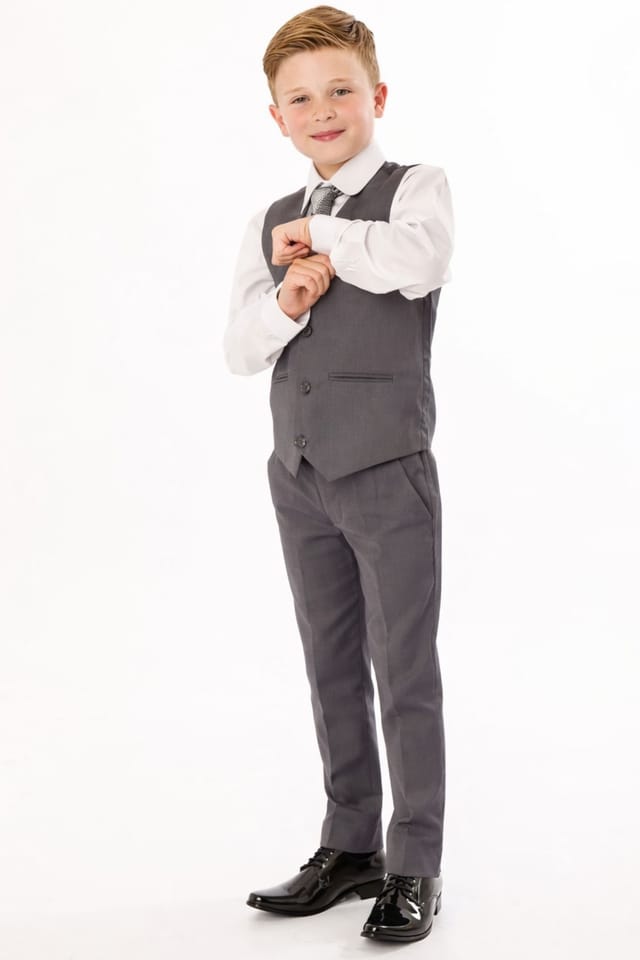 Vivaki Vivaki Men's 5 Piece Suit Grey Tailcoat - 2