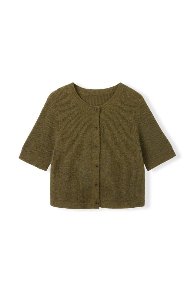 Celtic & Co Celtic & Co Women's Alpaca Blend Short Sleeve Top in Dark Olive - 2