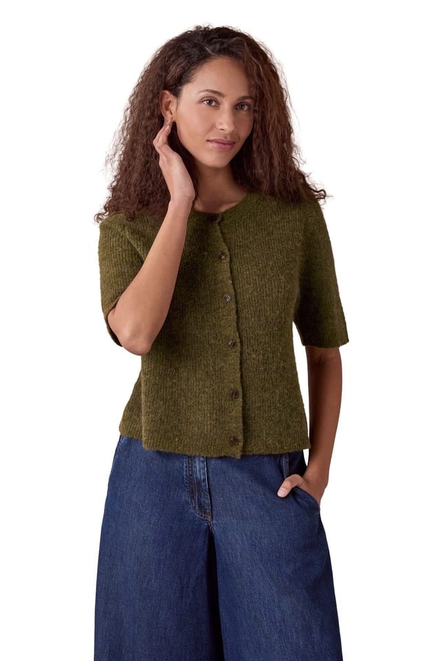 Celtic & Co Celtic & Co Women's Alpaca Blend Short Sleeve Top in Dark Olive - 3