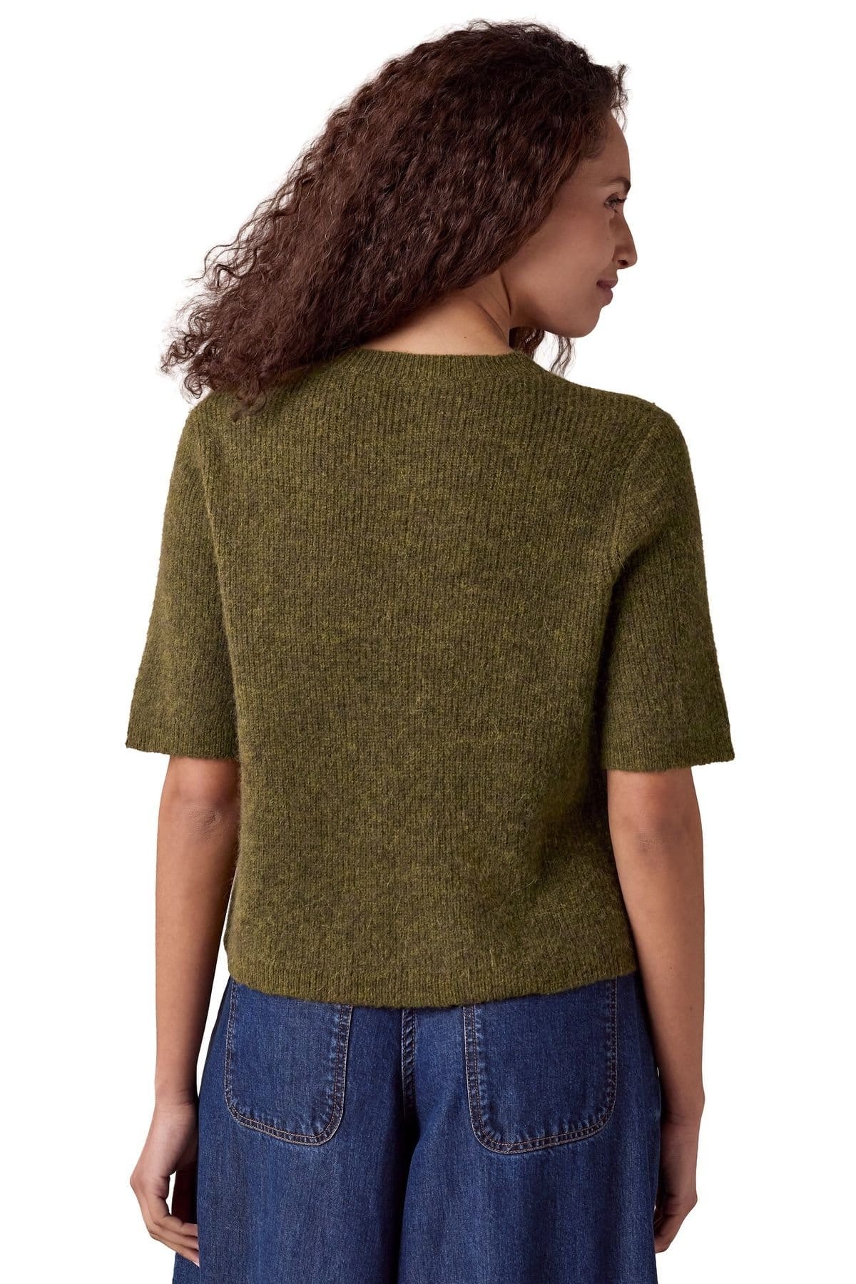 Celtic & Co Celtic & Co Women's Alpaca Blend Short Sleeve Top in Dark Olive - 4