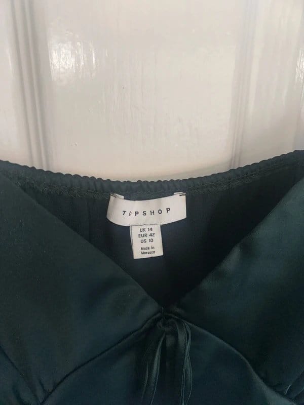 Topshop Dark Green Satin Strappy Top