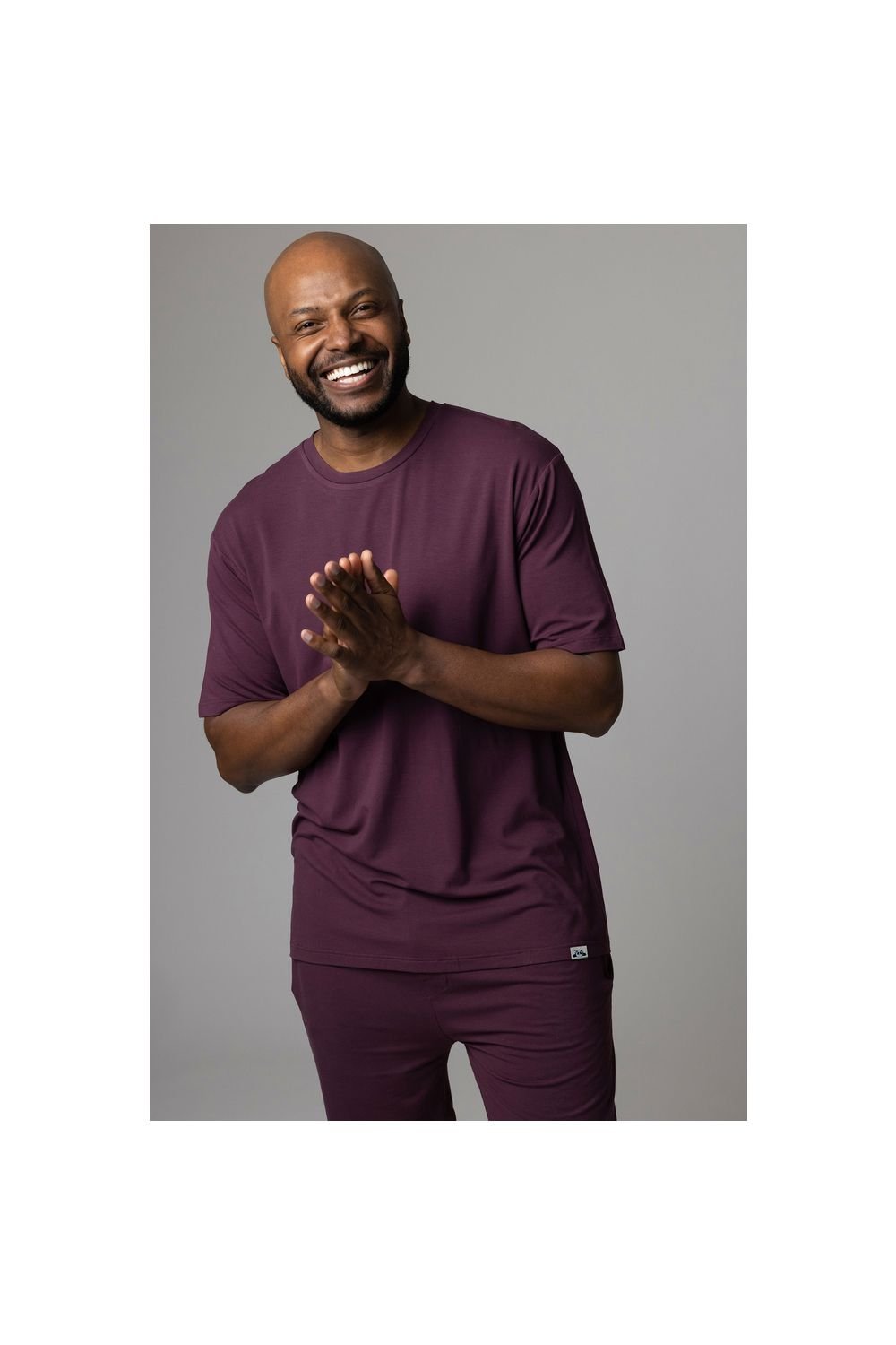 SOCKSHOP Lazy Panda SOCKSHOP Lazy Panda Men's 1 Pack Bamboo Loungewear Selection T-Shirt in Burgundy - 2