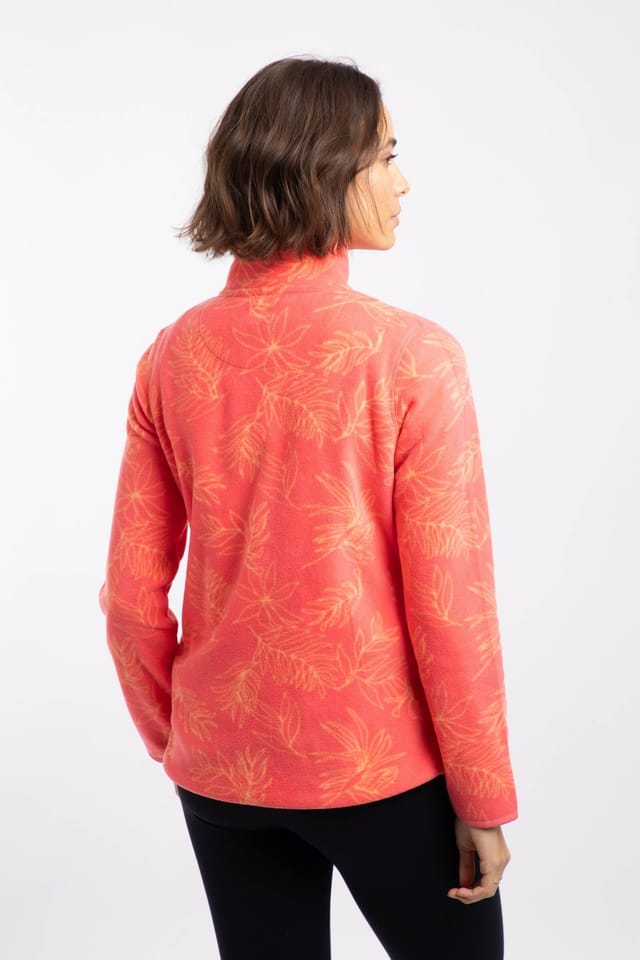 Weird Fish Weird Fish Women's Roch Full Zip Printed Microfleece in Coral - 3