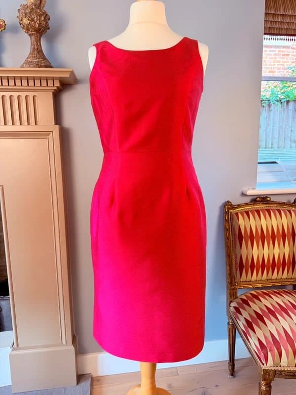 Hobbs HOBBS London Fuchsia Pink Silk Wool Bow Back Dress UK12 Cocktail Occasion Pencil