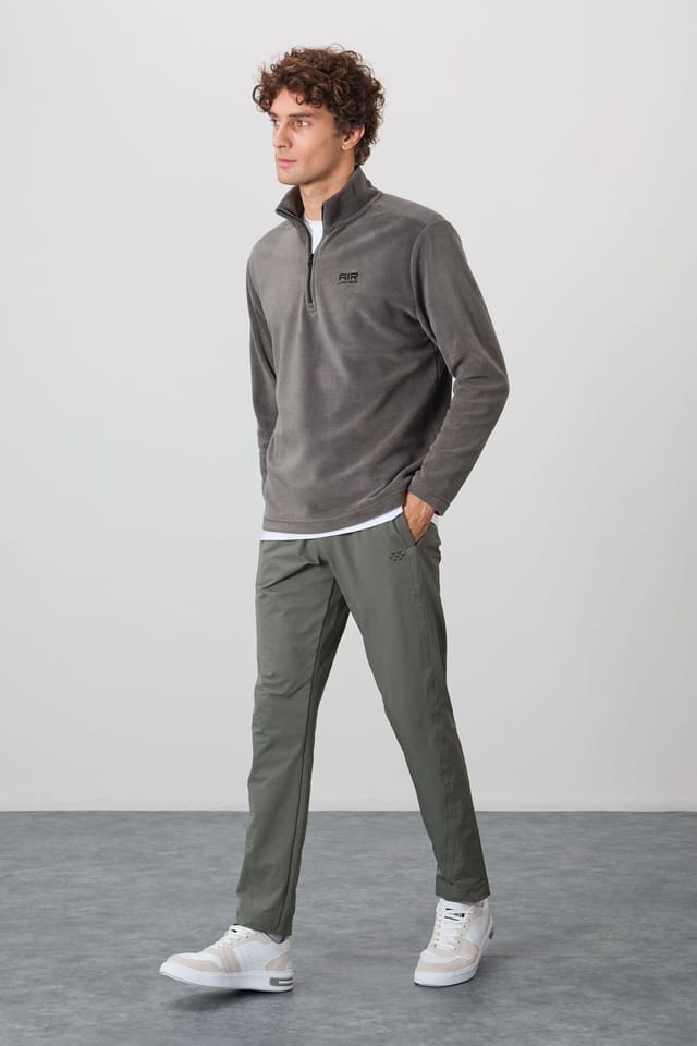 Tommy Life Tommy Life Men's Plush Half-Zip Sweatshirt in Charcoal - 2
