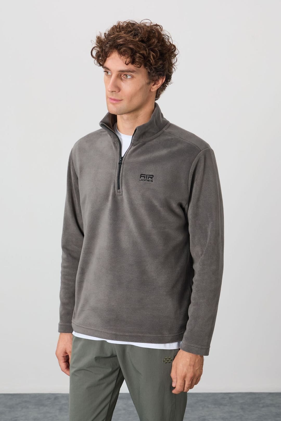 Tommy Life Tommy Life Men's Plush Half-Zip Sweatshirt in Charcoal - 4