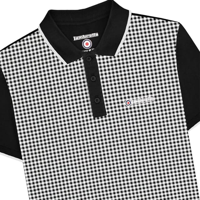 Lambretta Lambretta Men's Gingham All-Over Print Big & Tall Polo Shirt in Black - 3