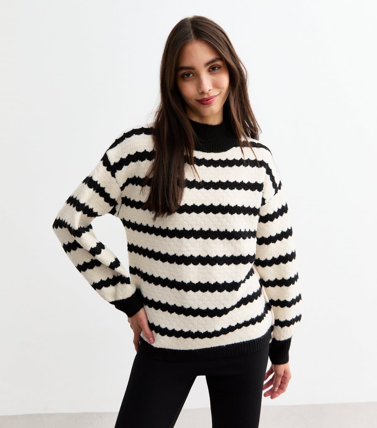 Sunshine Soul Women's Off White Bobble Stitch Striped Jumper Sunshine Soul New Look