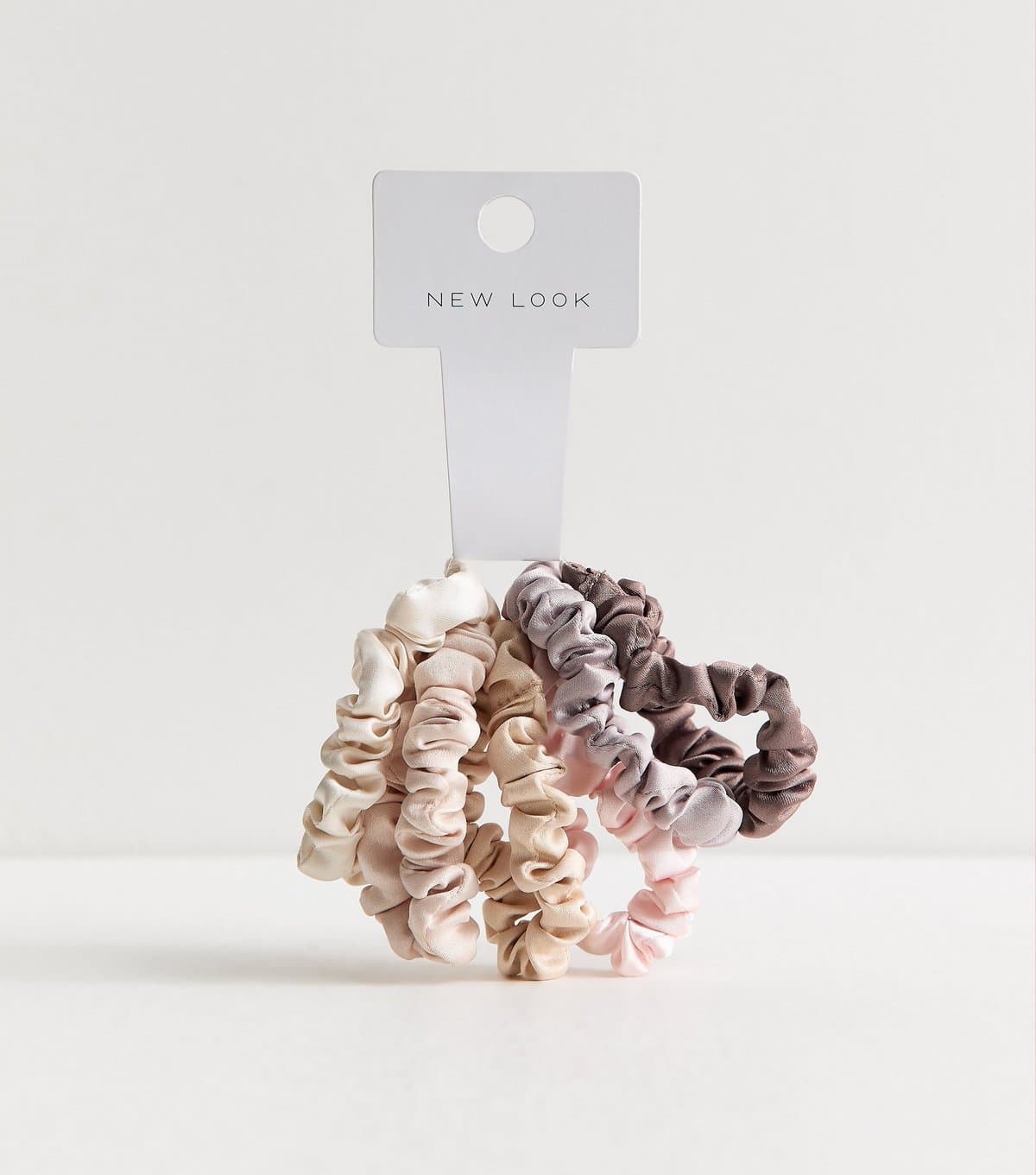New Look Cream Pack of 6 Skinny Satin Scrunchies New Look