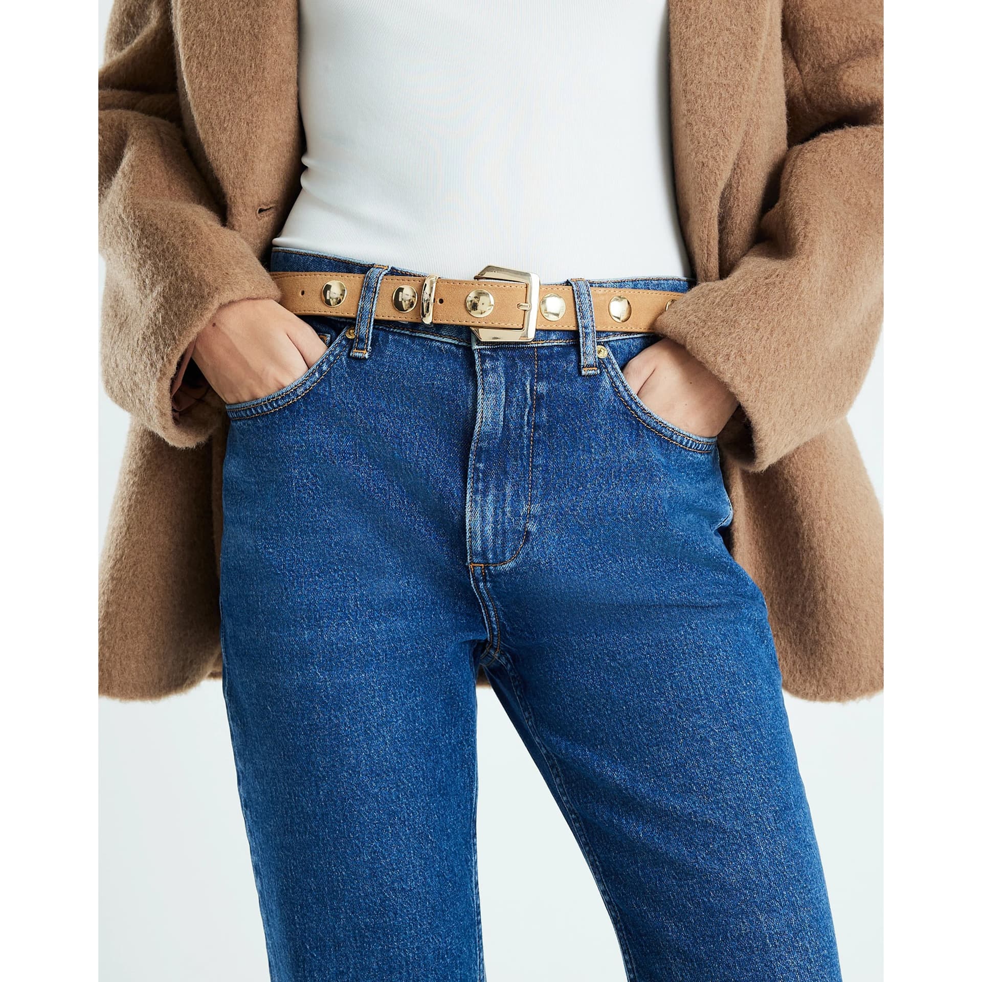 River Island River Island Womens Brown Suede Studded Belt