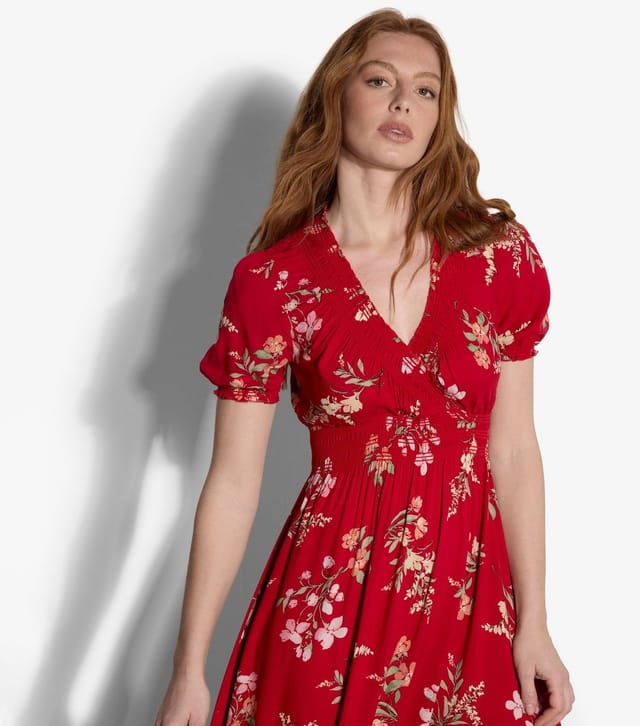 Apricot Women's Red Floral Print Midi Dress Apricot New Look - 2