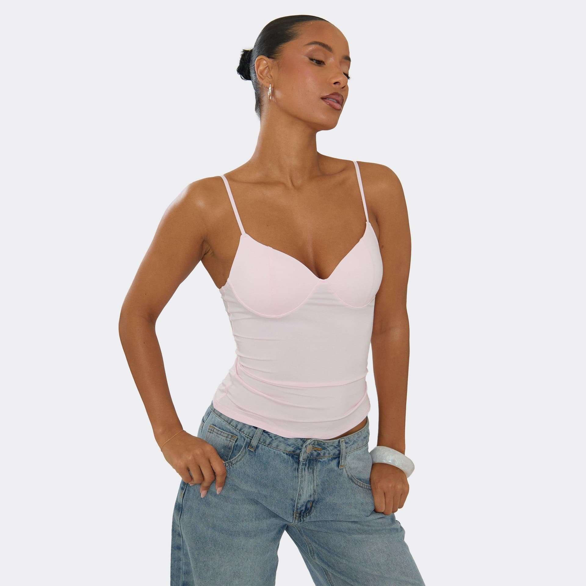 EGO EGO Pink Corset Top With Strappy Ties