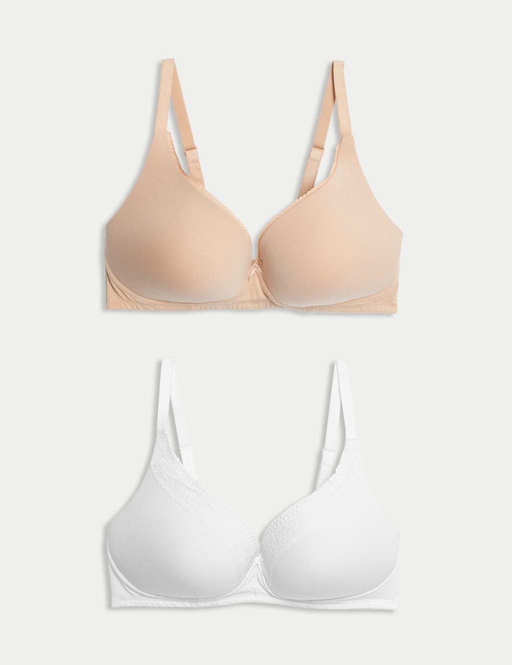 Marks & Spencer M&S 2 Pack Cotton Plunge Lounge Bra White