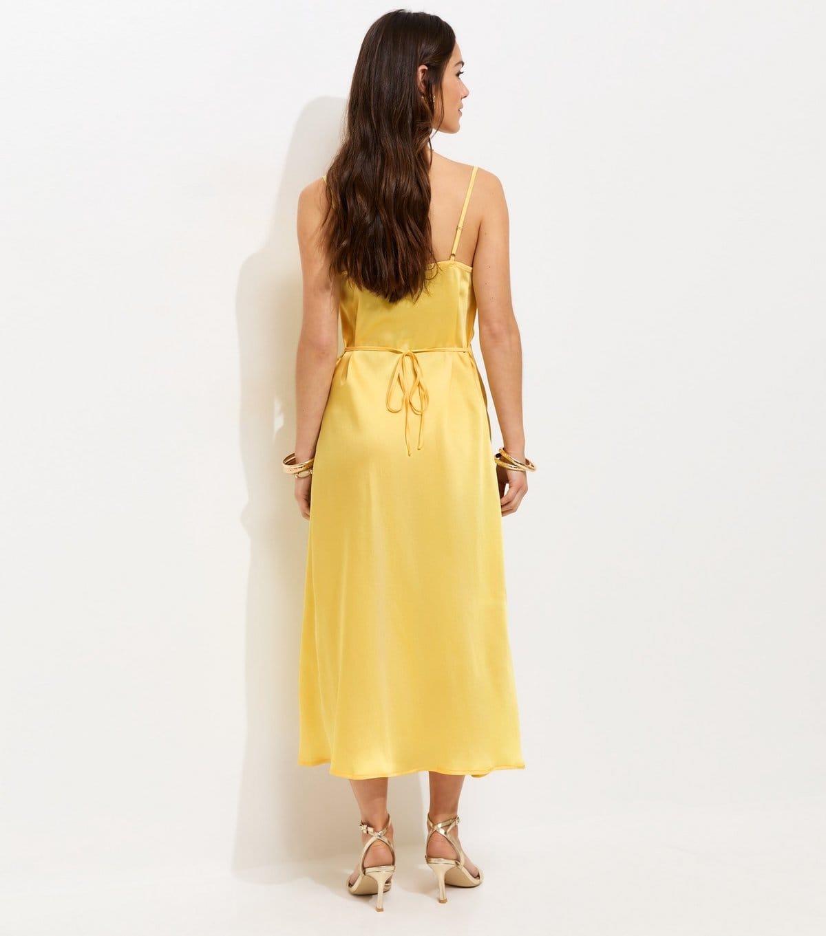New Look Women's Petite Light Yellow Satin Slip Midi Dress New Look - 4