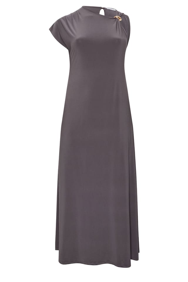Yours Yours Women's Metal Buckle Detail Maxi Dress in Dark Grey - 2