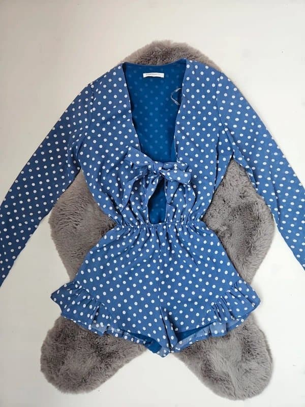 Glamorous Glamorous Tall Blue Polka Dot Playsuit
