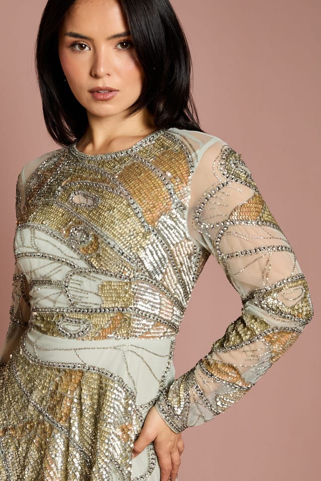 Coast Coast Women's Petite Premium Hand Embellished Maxi Dress in Sage - 2