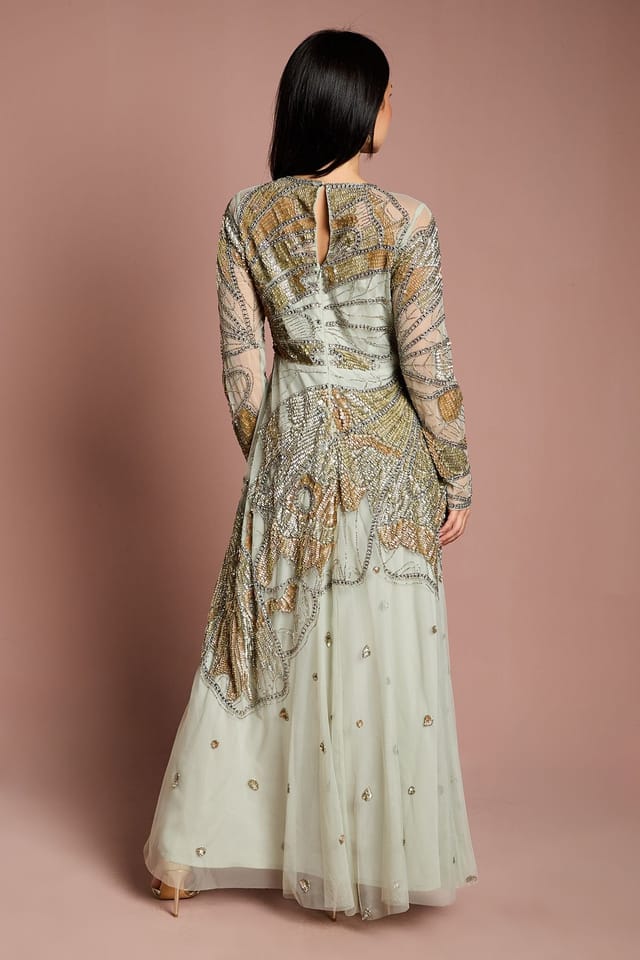 Coast Coast Women's Petite Premium Hand Embellished Maxi Dress in Sage - 3