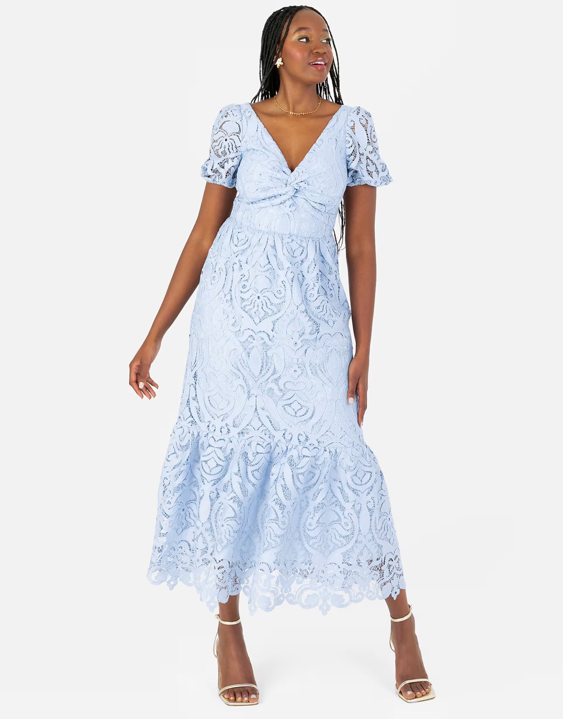 ASOS Maya Lace midi dress with twist detail in blue