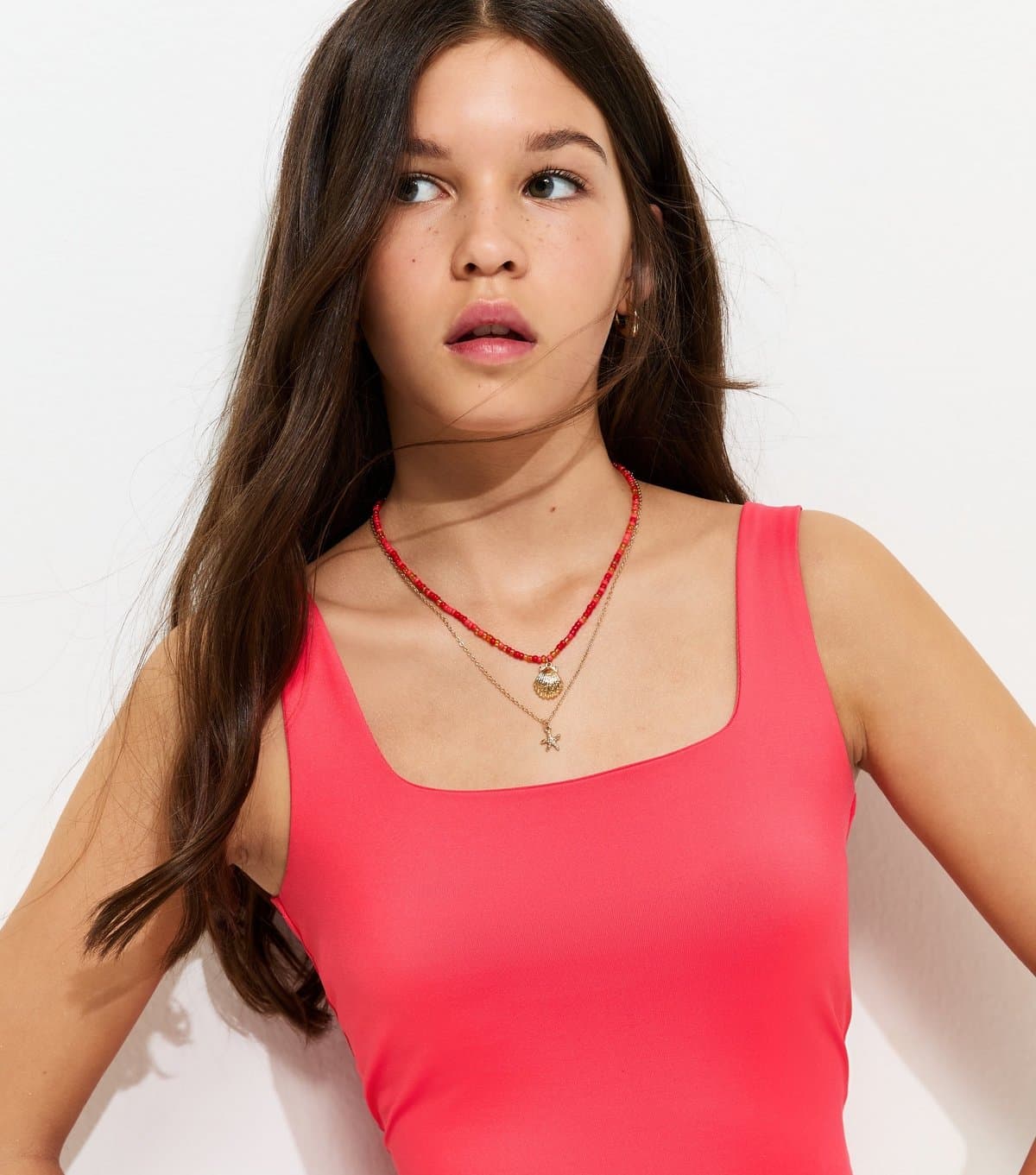 New Look Girls' Coral Slinky Square Neck Vest Top New Look