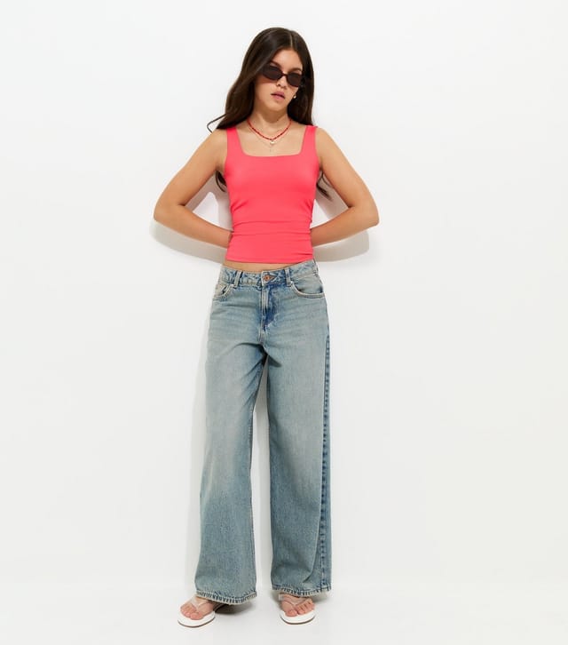 New Look Girls' Coral Slinky Square Neck Vest Top New Look - 3