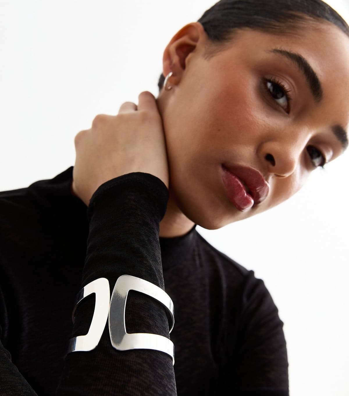 New Look Silver Tone Cutout Cuff Bracelet New Look