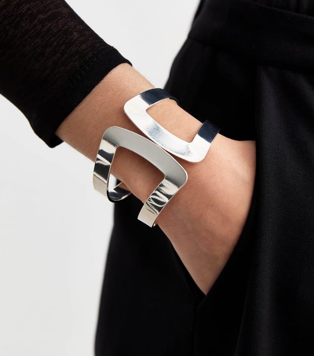 New Look Silver Tone Cutout Cuff Bracelet New Look - 2