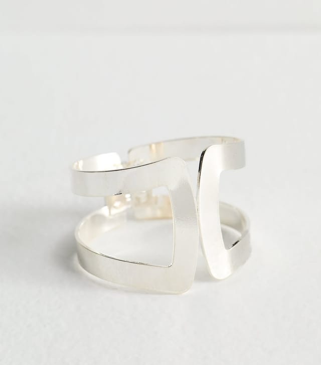 New Look Silver Tone Cutout Cuff Bracelet New Look - 3