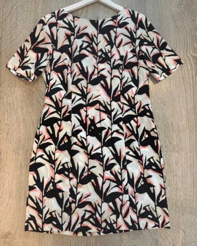 Miss Selfridge Miss Selfridge Petite Floral Print Shift Dress UK 12 Pink Black Cream Mini Dress Smart Casual