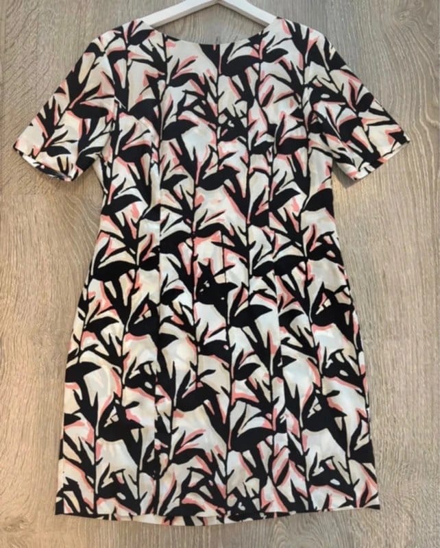Miss Selfridge Miss Selfridge Petite Floral Print Shift Dress UK 12 Pink Black Cream Mini Dress Smart Casual - 1