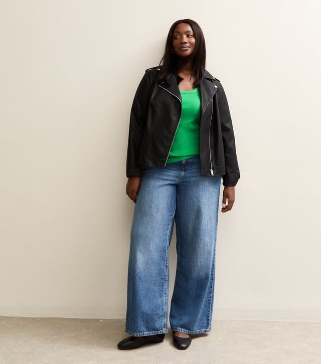 New Look Women's Plus Size Dark Green Ribbed Scoop Neck Vest Curves New Look - 3