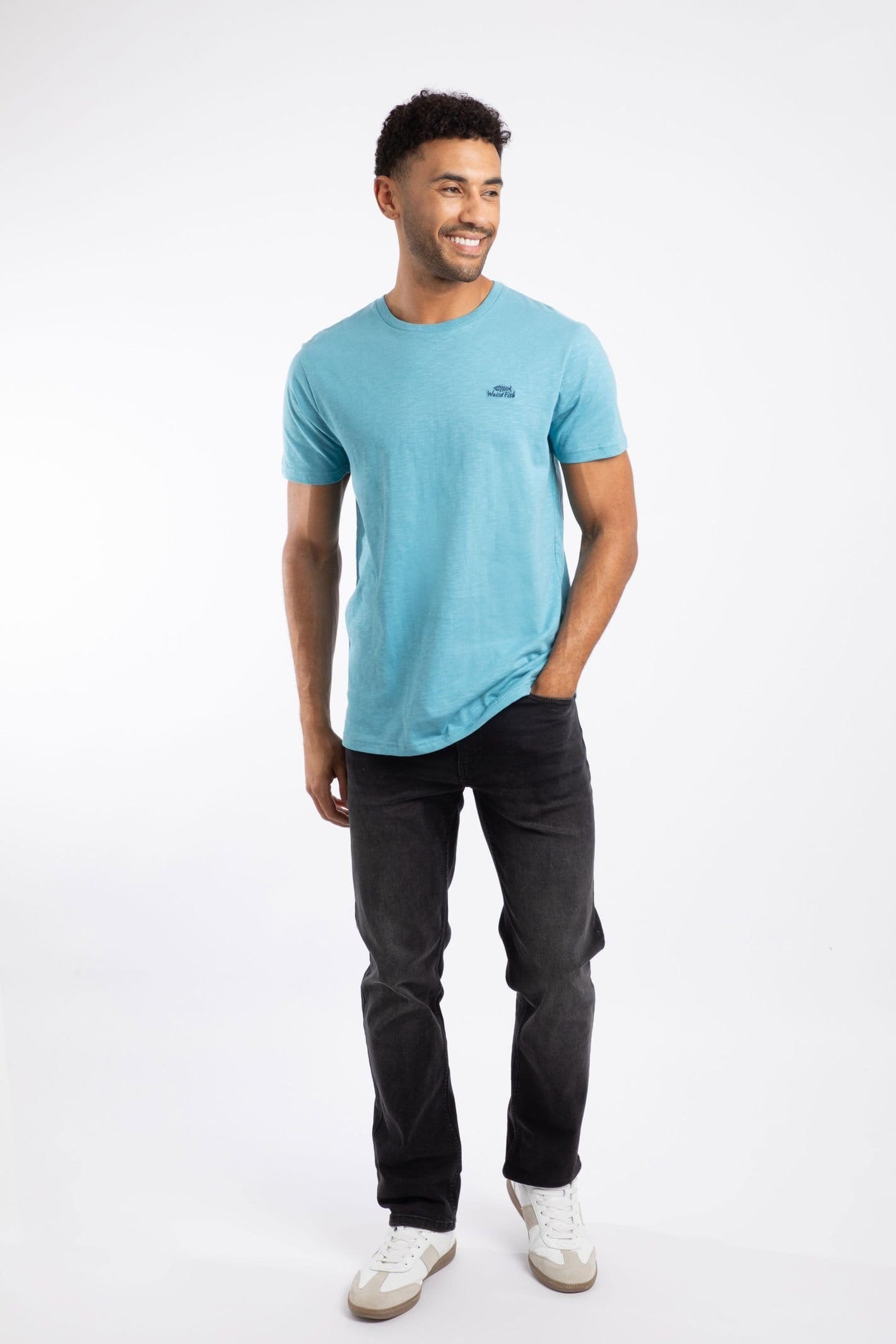 Weird Fish Weird Fish Men's Fished Branded T-Shirt in Mid Blue - 4