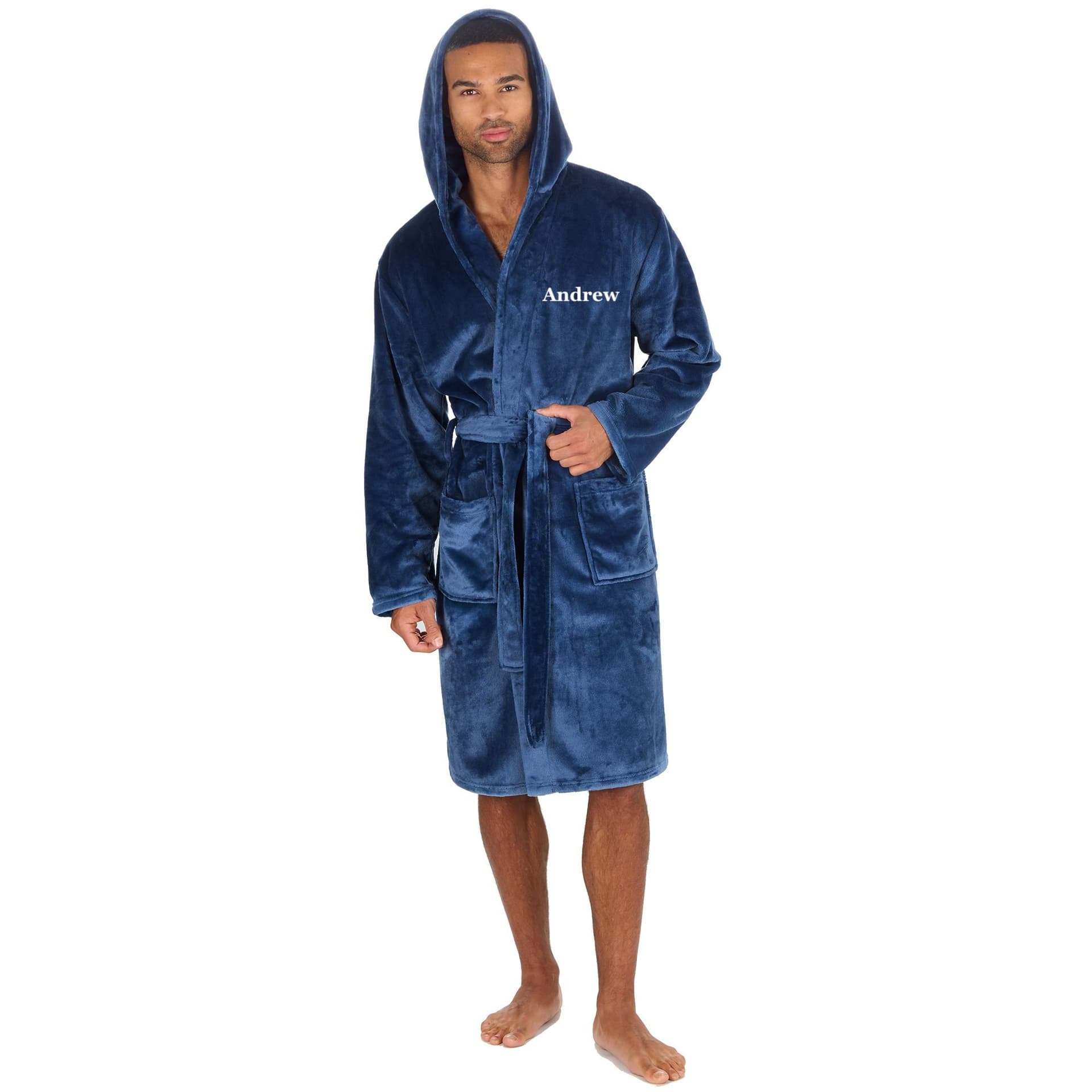 Lulabay Lulabay Men's Personalised Plush Dressing Gown in Mid Blue