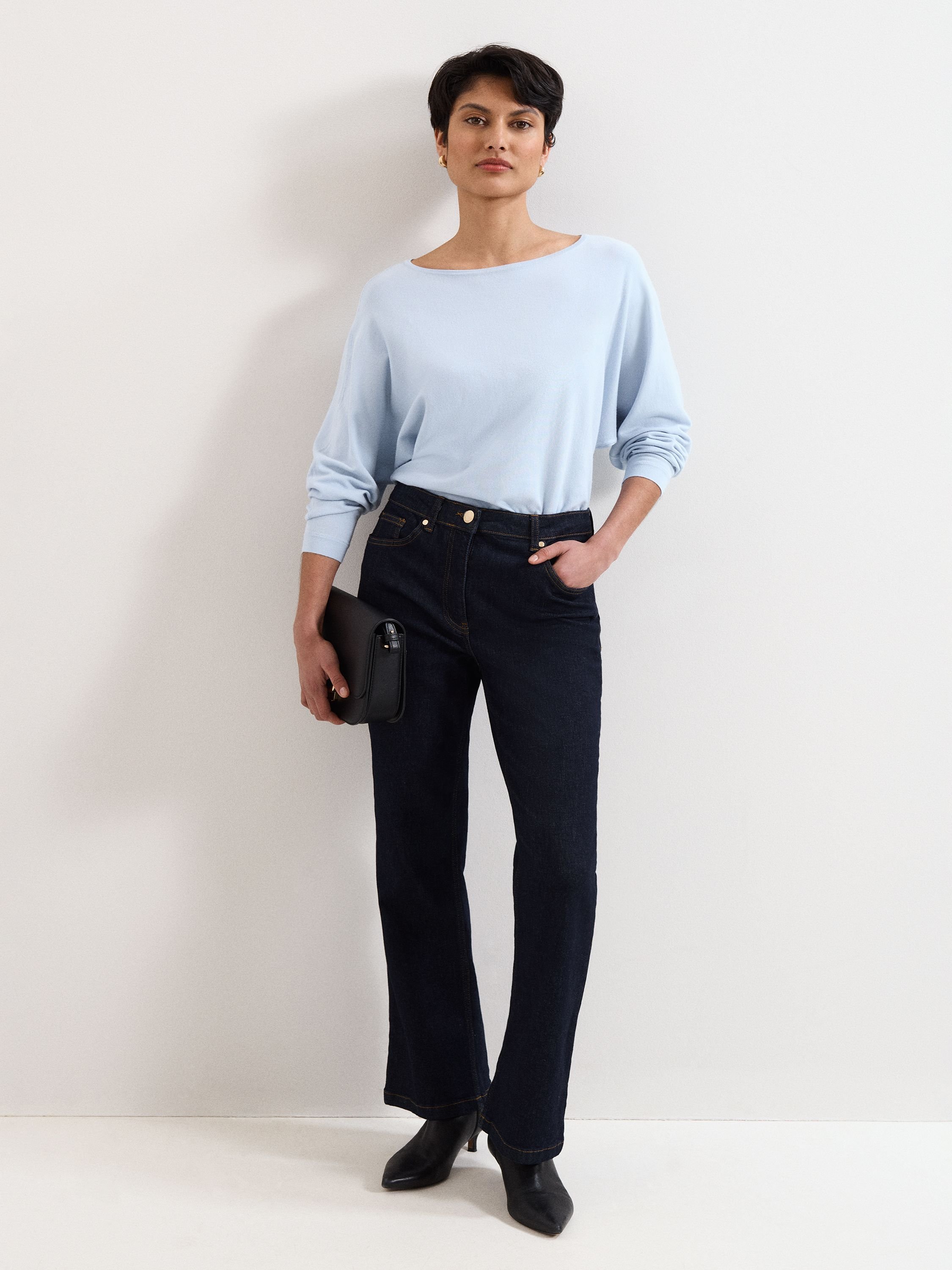 Phase Eight Phase Eight Women's Cristine Slash-Neck Knitted Jumper in Baby Blue - 2