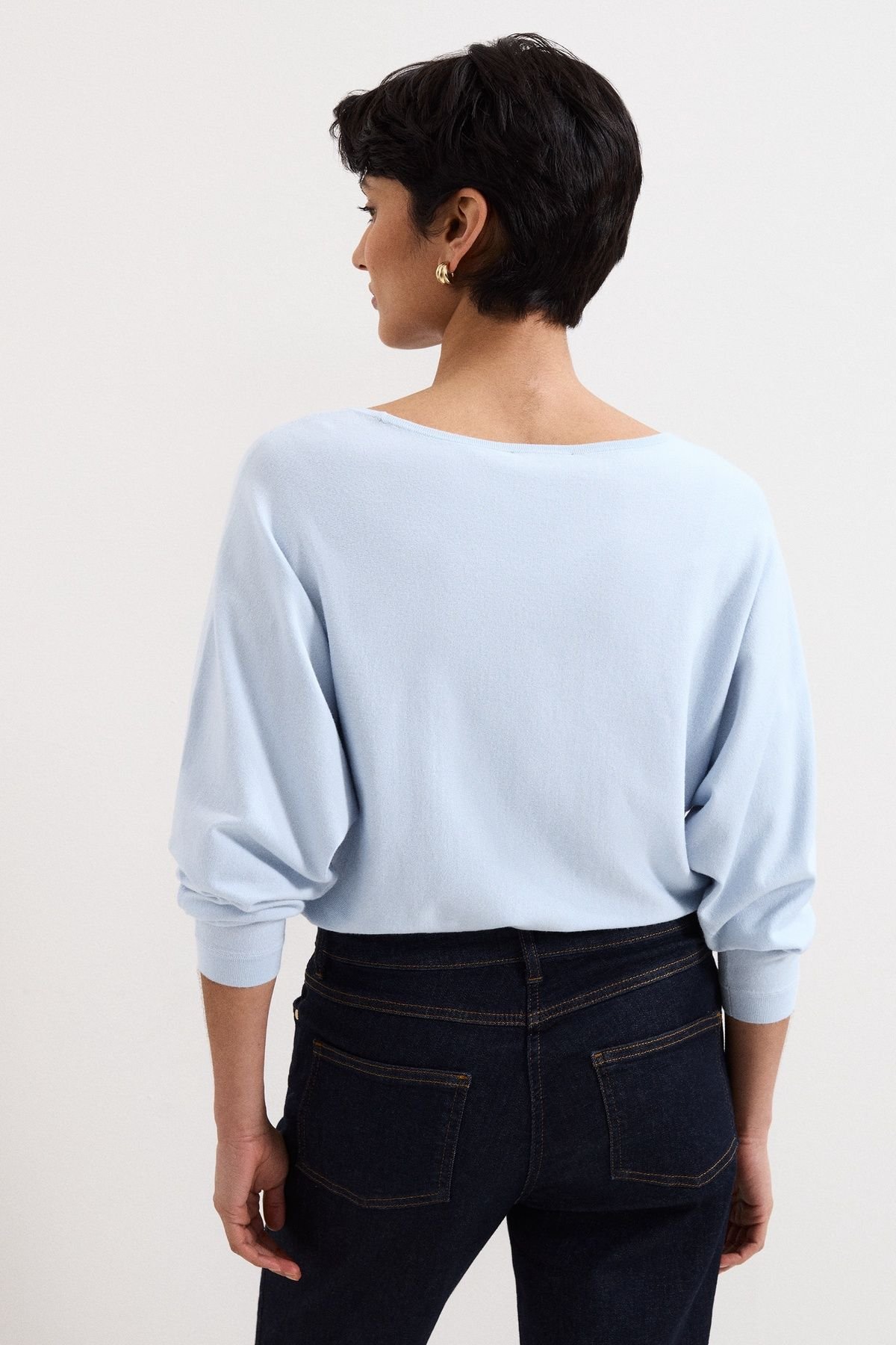 Phase Eight Phase Eight Women's Cristine Slash-Neck Knitted Jumper in Baby Blue - 3