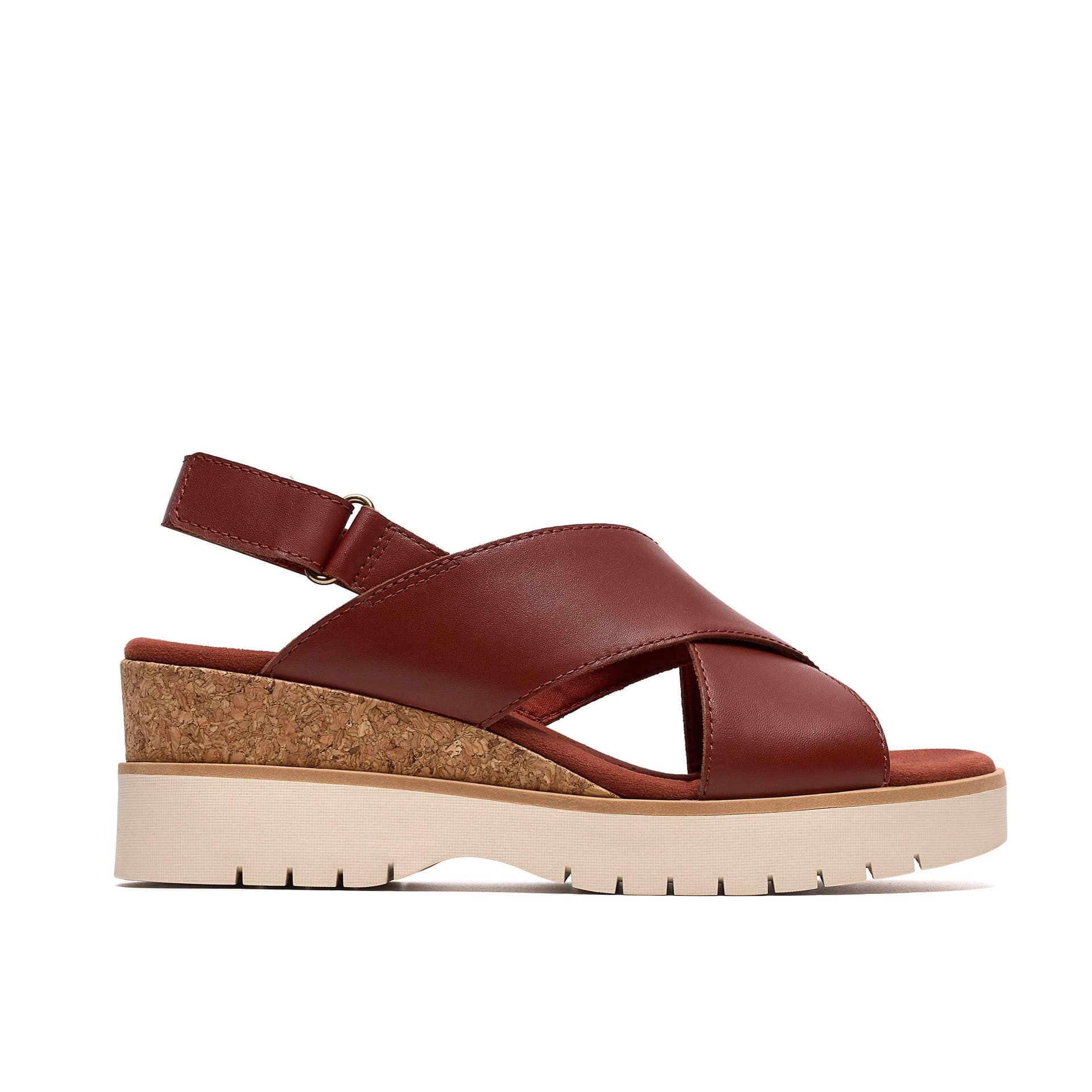 Clarks Clarks Women's Diaz Cross Burnt Orange Leather Wedge Sandals