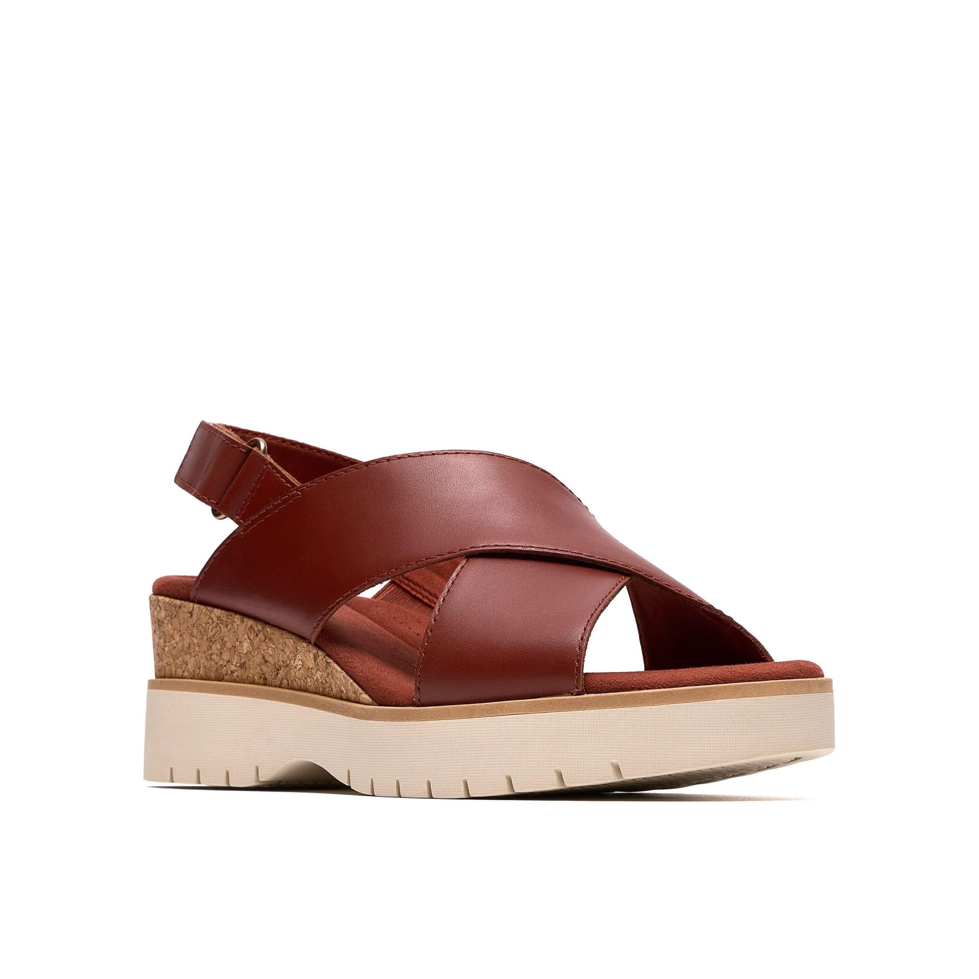 Clarks Clarks Women's Diaz Cross Burnt Orange Leather Wedge Sandals - 4
