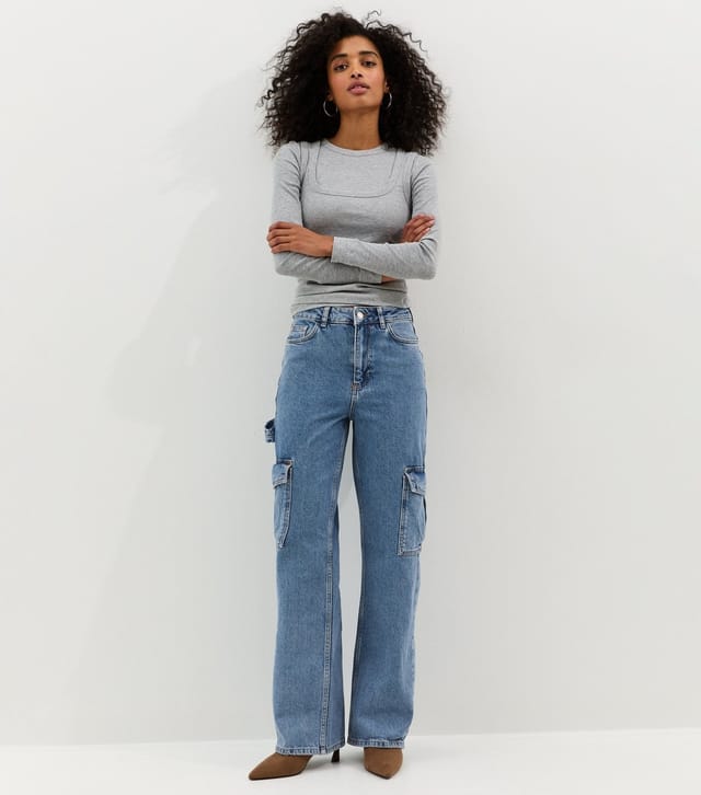 New Look Women's Blue High Waist Cargo Jeans New Look - 2