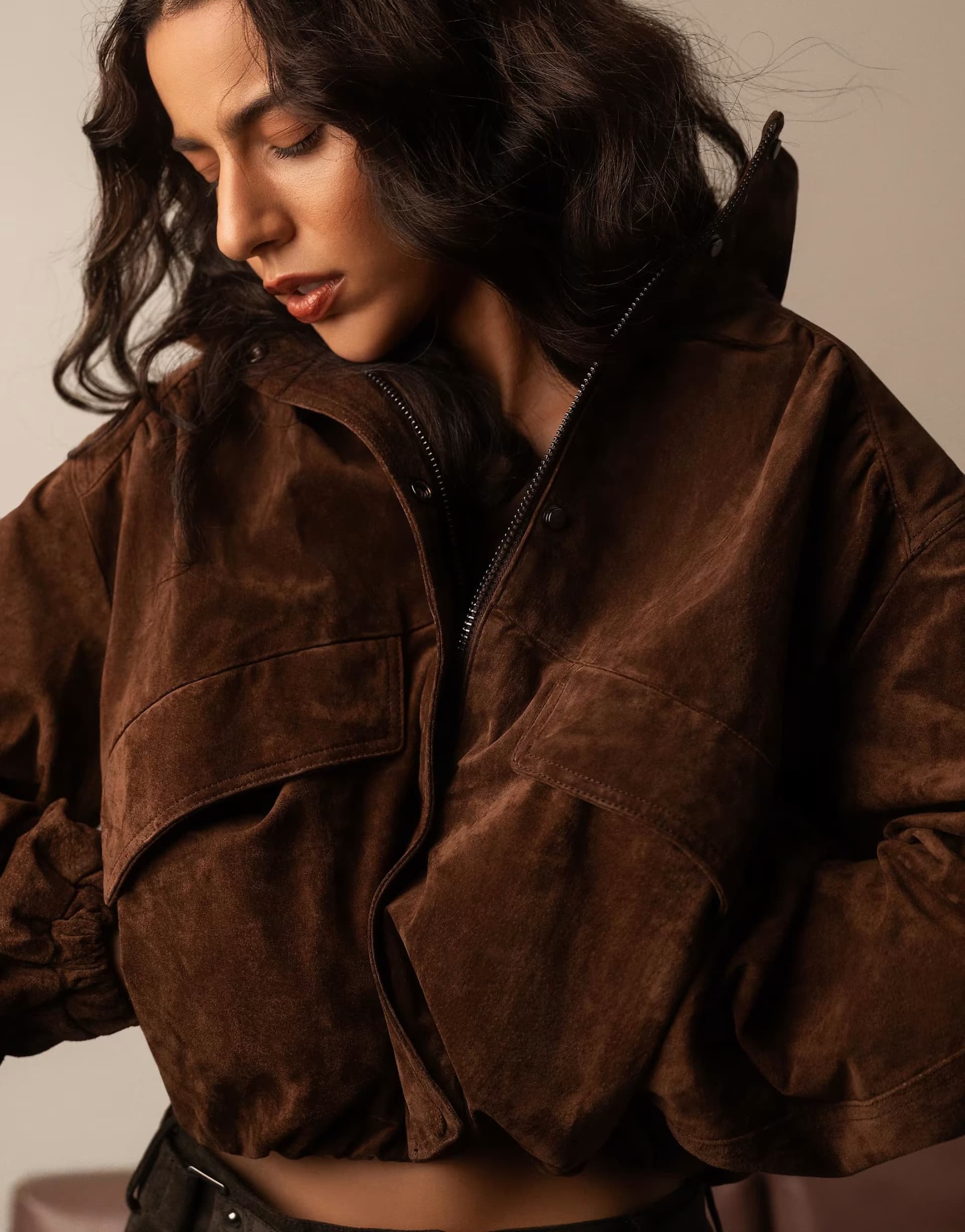 ASOS ASOS Brown Suede Bomber Jacket