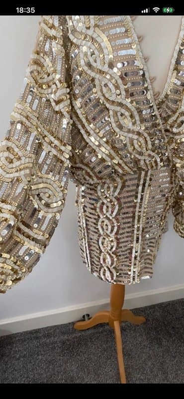 ASOS ASOS gold nude silver sparkly sequin dress size 10 party cruise occasion Xmas