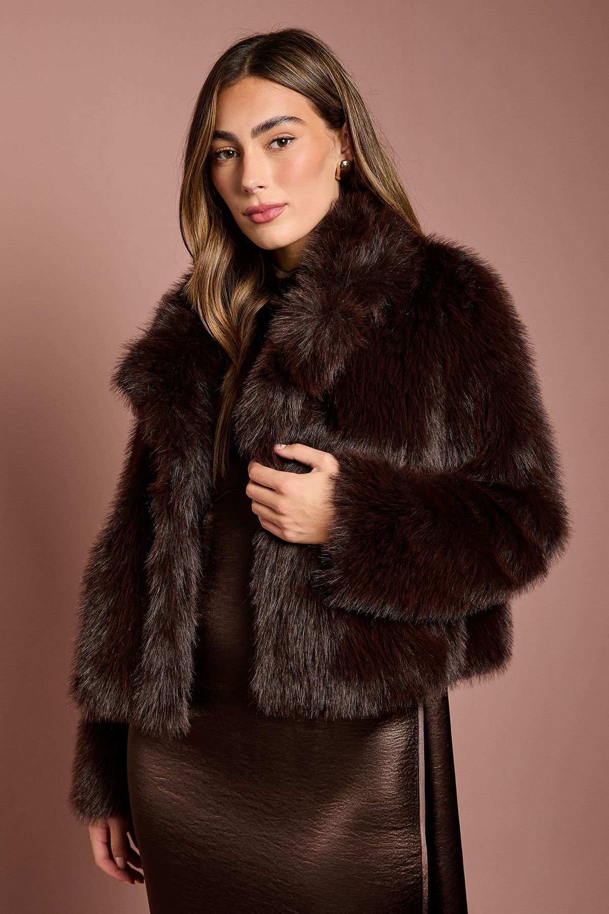 Coast Coast Women's Chocolate Occasion Short Faux Fur Coat
